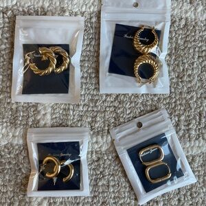 14k Gold Plated Hoop Earrings Set - BRAND NEW
